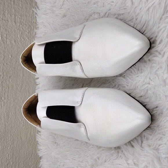 Aska Loyd White Box Leather Pointed-Toe Slip On Elastic Flat Luxury Loafer Shoe - Picture 2 of 16